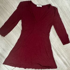Bershka Red V-Neck A-Line Dress